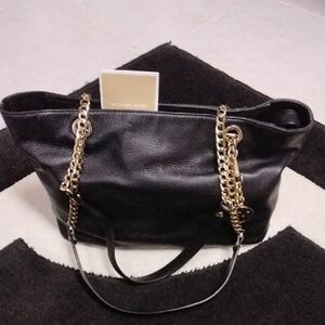 Michael Kors Black Shoulder Bag with Gold Chain